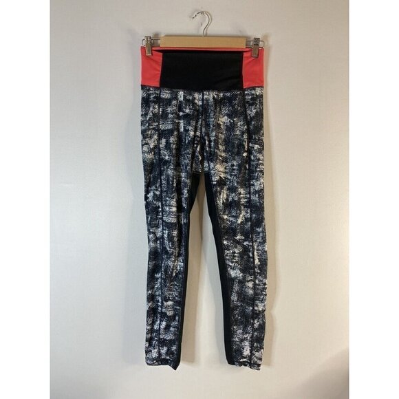 Adidas ClimaLite Active Capri Leggings Black White Pink Stripes Size Small - Picture 3 of 10